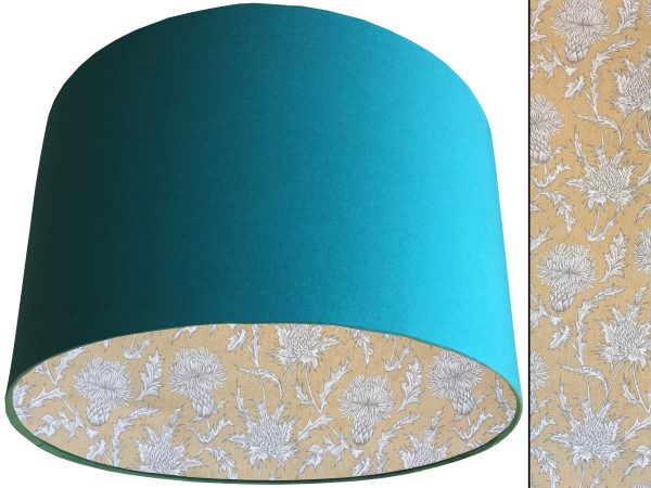 Mustard Thistle Lampshade Teal, Traditional Country Design