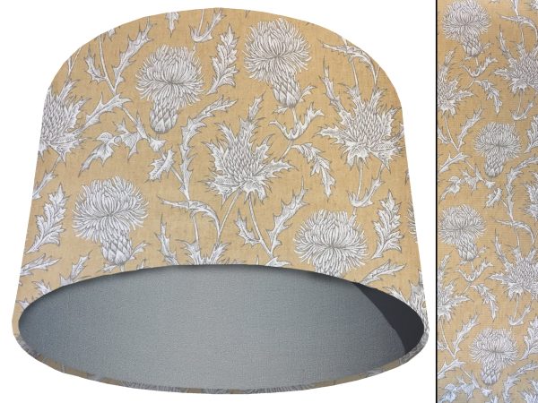 Mustard Thistle Light Shade Light Grey, Scotland Lampshade