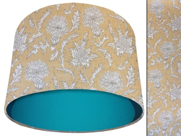Mustard Thistle Light Shade Teal, Scotland Lampshade
