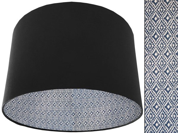 Navajo Blue Lampshade Black, Native American Geometric