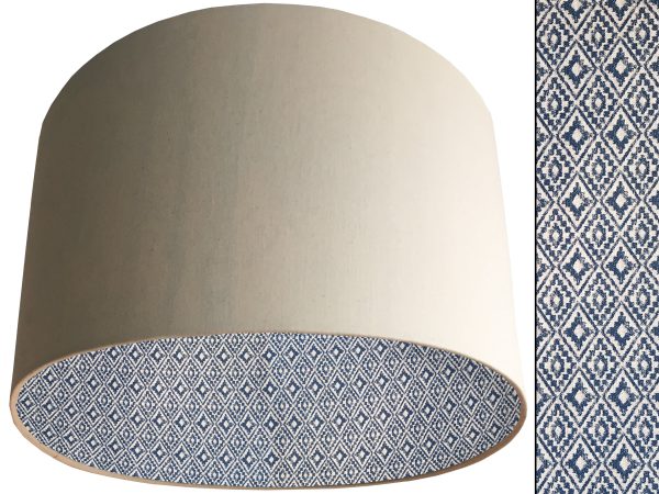 Navajo Blue Lampshade Cream, Native American Geometric