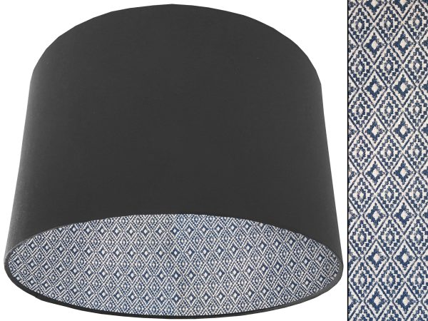 Navajo Blue Lampshade Dark Grey, Native American Geometric