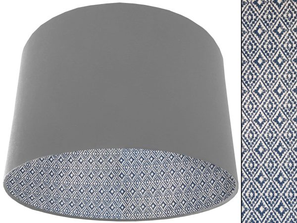 Navajo Blue Lampshade Light Grey, Native American Geometric