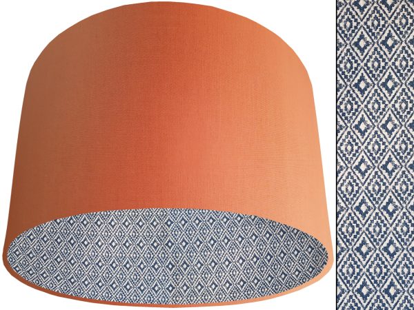 Navajo Blue Lampshade Orange, Native American Geometric
