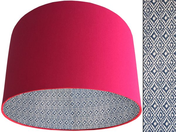 Navajo Blue Lampshade Pink, Native American Geometric