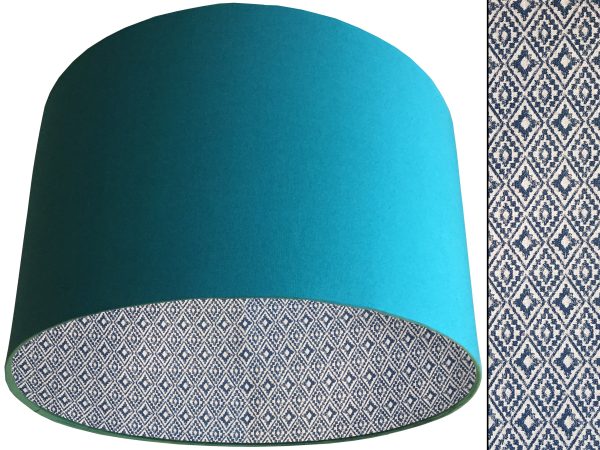 Navajo Blue Lampshade Teal, Native American Geometric
