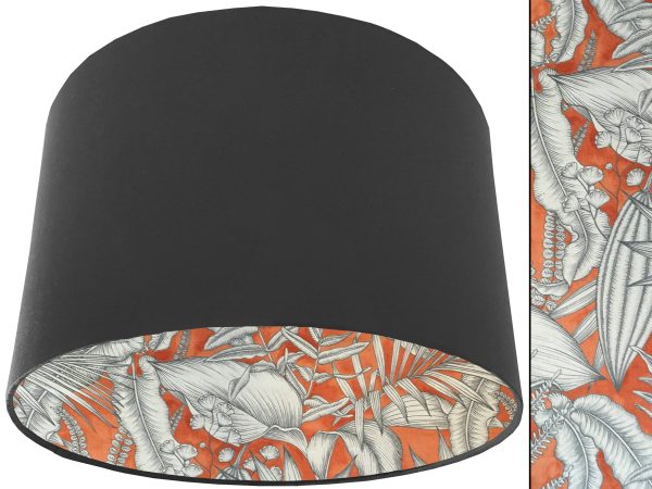 Orange Tropical Lampshade Dark Grey, Bold Vibrant Home Light