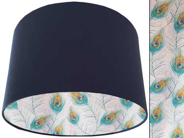 Peacock Feather Lampshade Blue, Classic Country Home