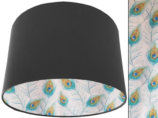 Peacock Feather Lampshade Dark Grey, Classic Country Home