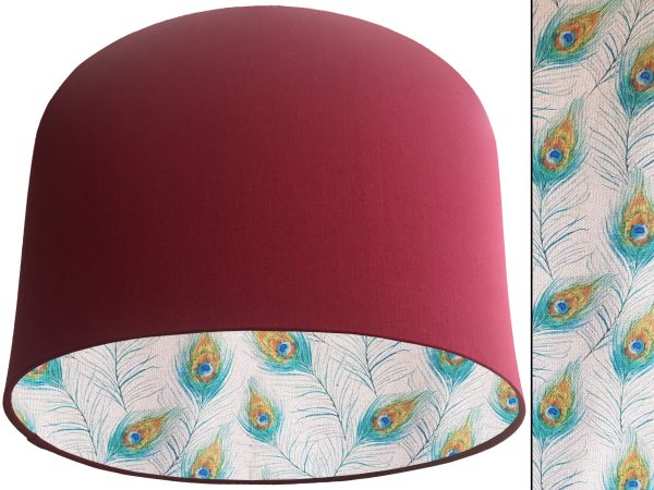 Peacock Feather Lampshade Red, Classic Country Home