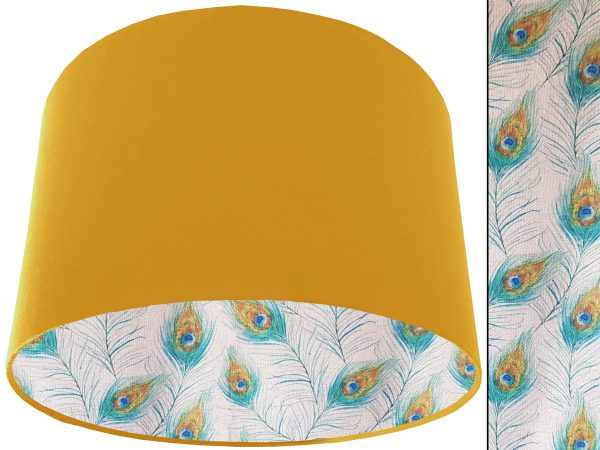 Peacock Feather Lampshade Yellow, Classic Country Home