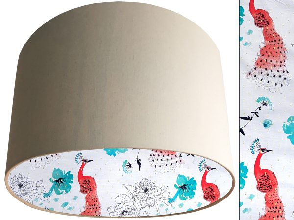 Pink Peacock Lampshade Cream, Country Home Lighting