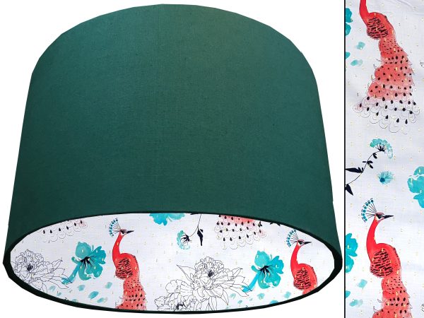 Pink Peacock Lampshade Green, Country Home Lighting