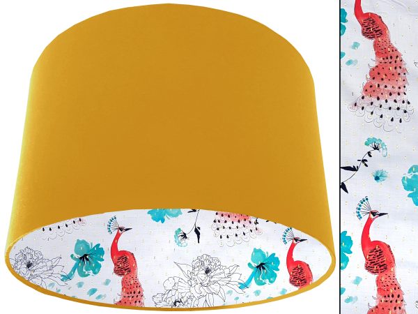 Pink Peacock Lampshade Yellow, Country Home Lighting