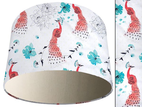 Pink Peacock Light Shade Cream, Modern Country Lampshade