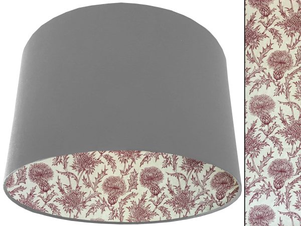 Red Thistle Lampshade Light Grey, Classic Country Home Interior
