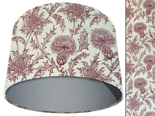 Red Thistle Light Shade Light Grey, Scottish Thistle Lampshade