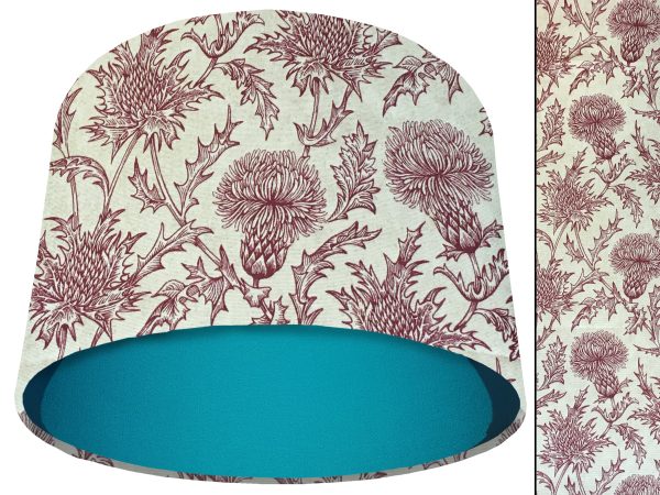 Red Thistle Light Shade Teal, Scottish Thistle Lampshade