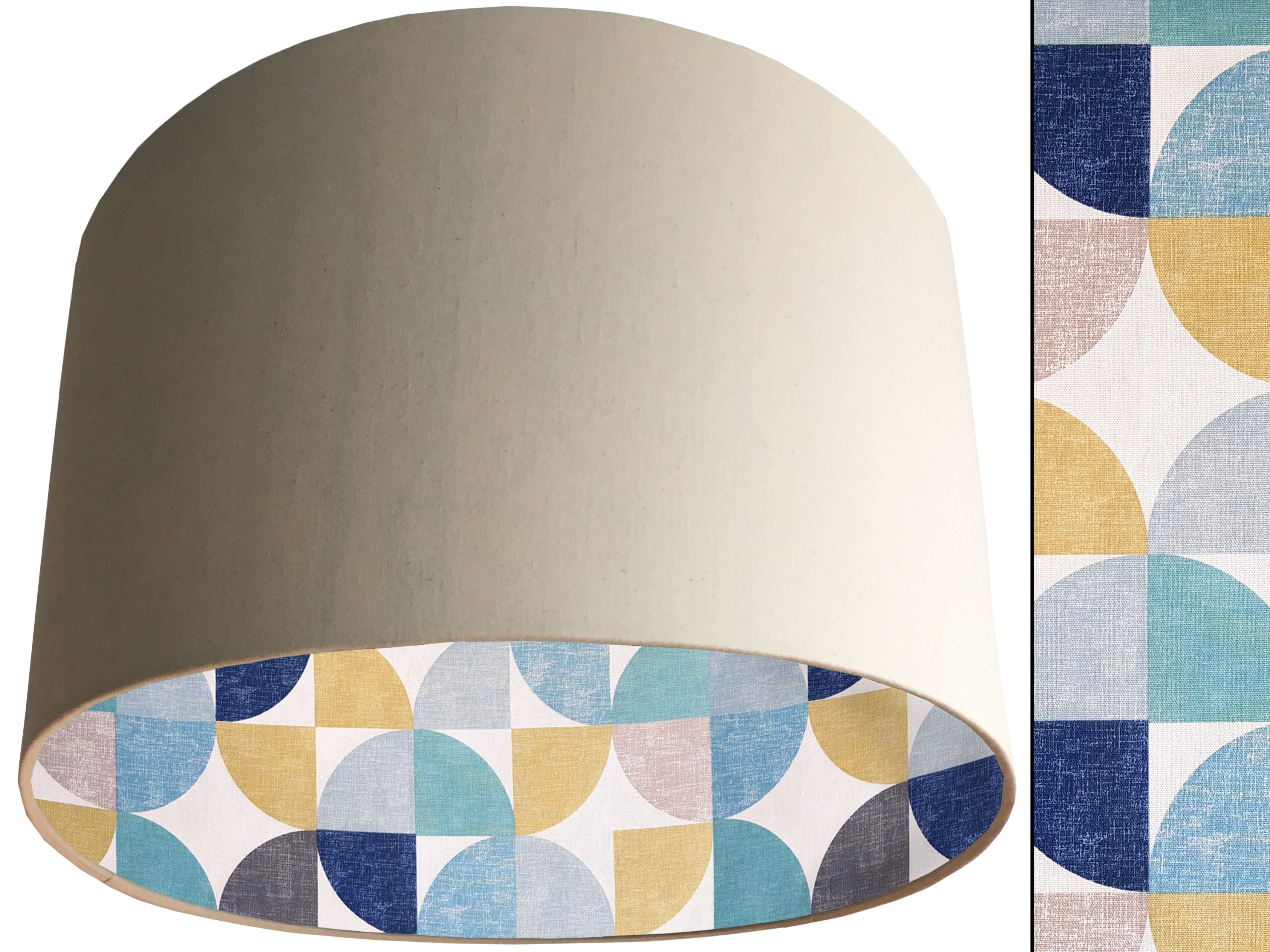 Spiral Capri Blue Lampshade Cream, Retro Home Light Shade