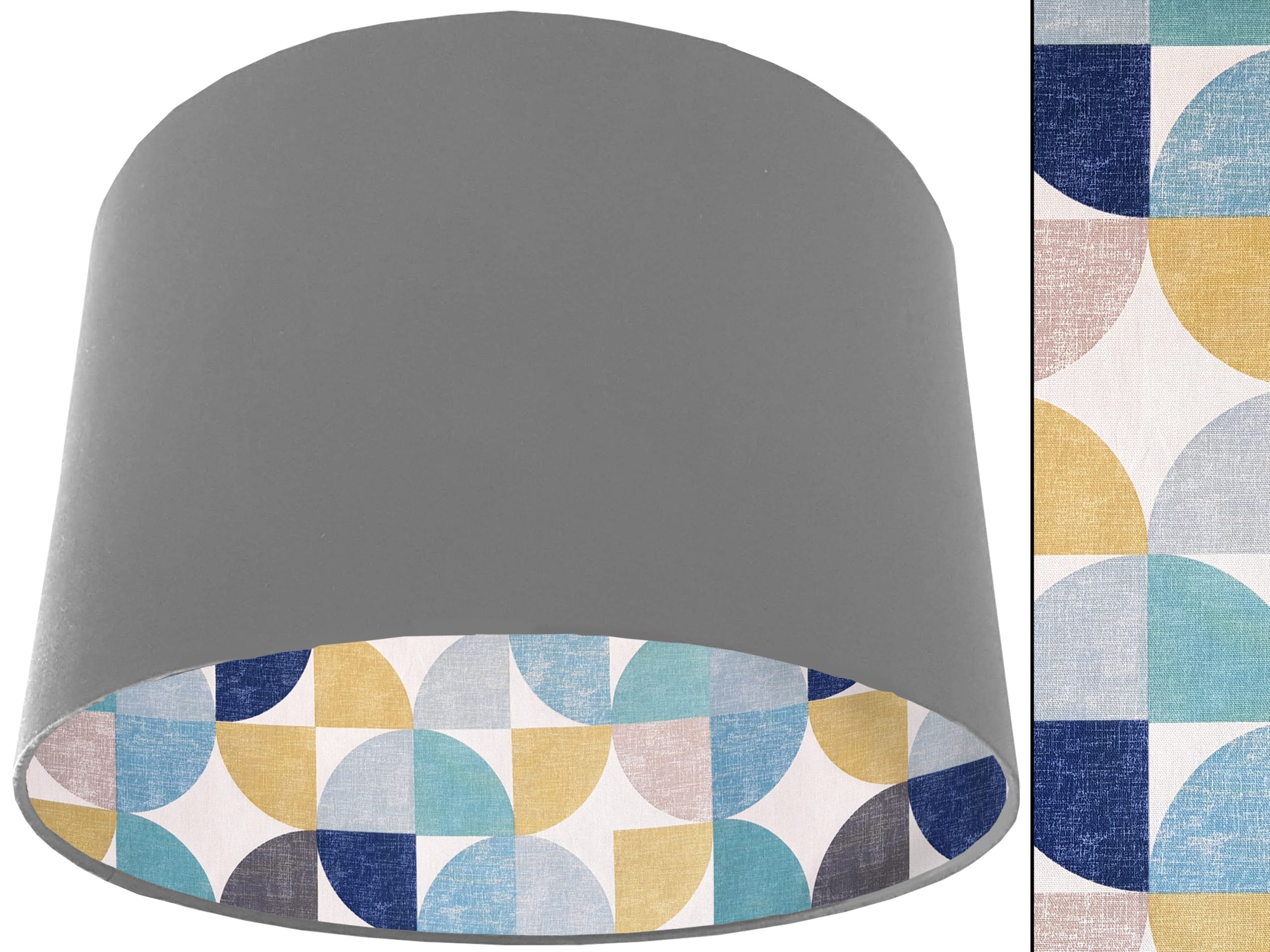 Spiral Capri Blue Lampshade Light Grey, Retro Home Light Shade