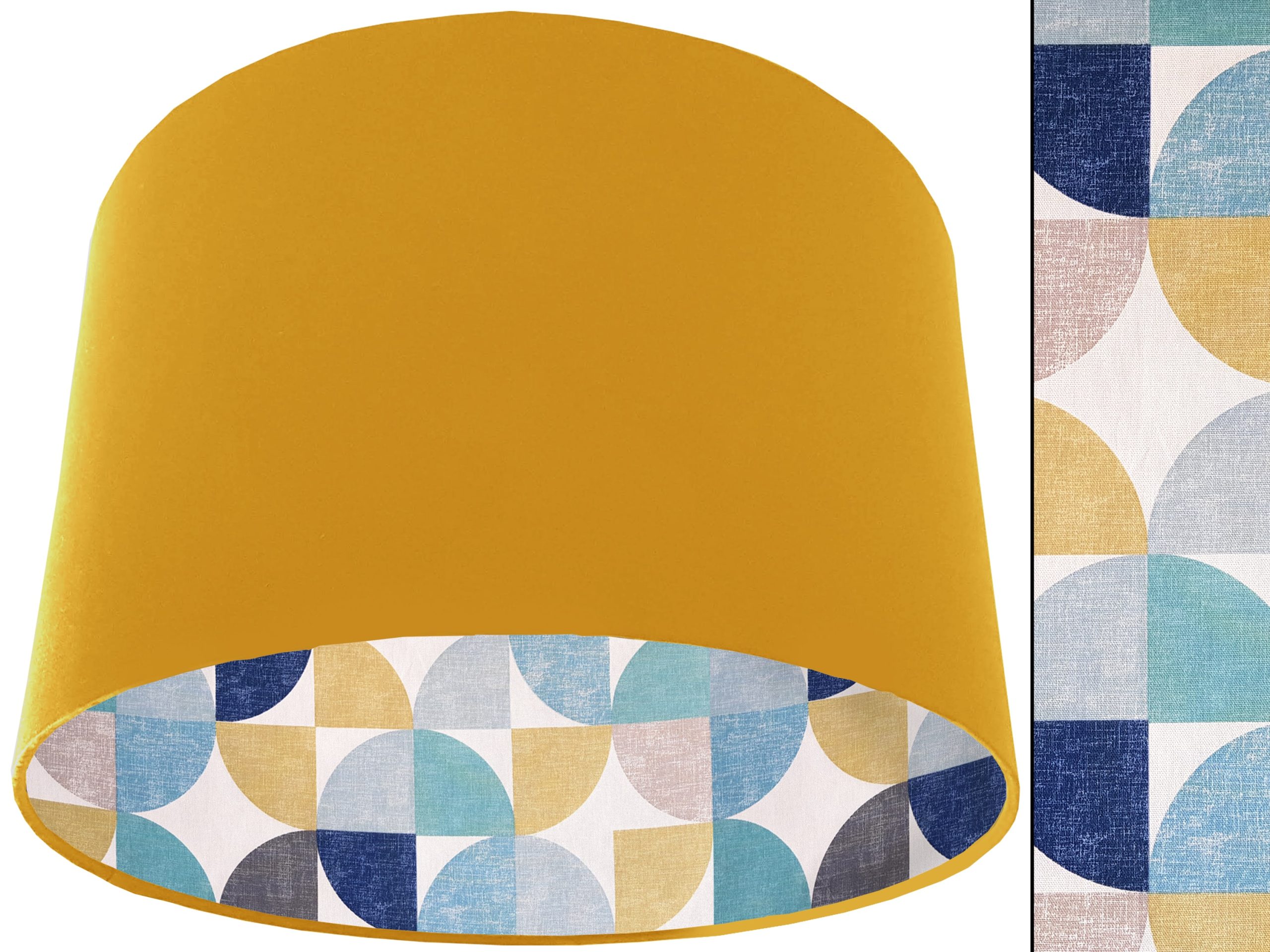 Spiral Capri Blue Lampshade Yellow, Retro Home Light Shade