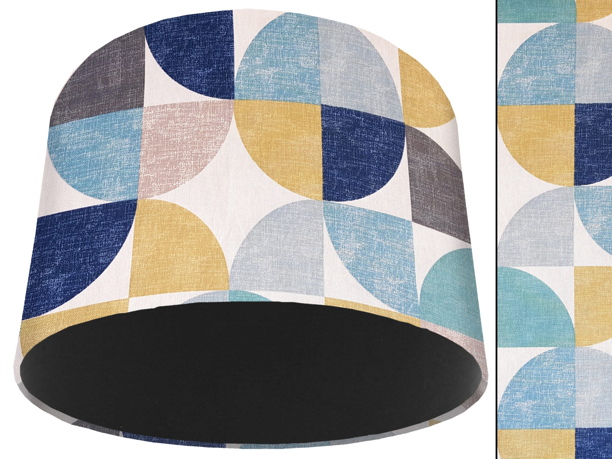 Spiral Capri Blue Light Shade Black, Geometric Lampshade