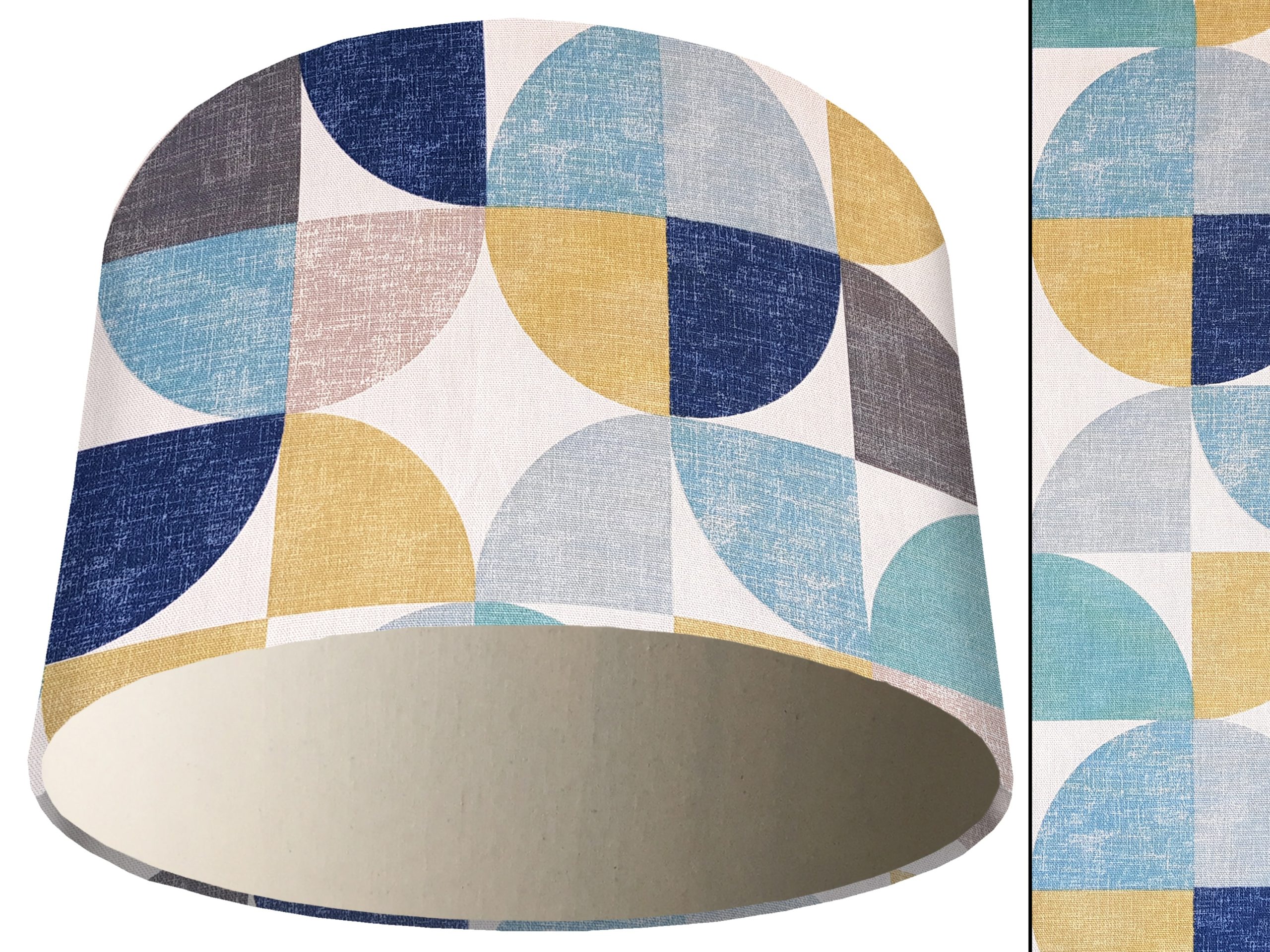 Spiral Capri Blue Light Shade Cream, Geometric Lampshade