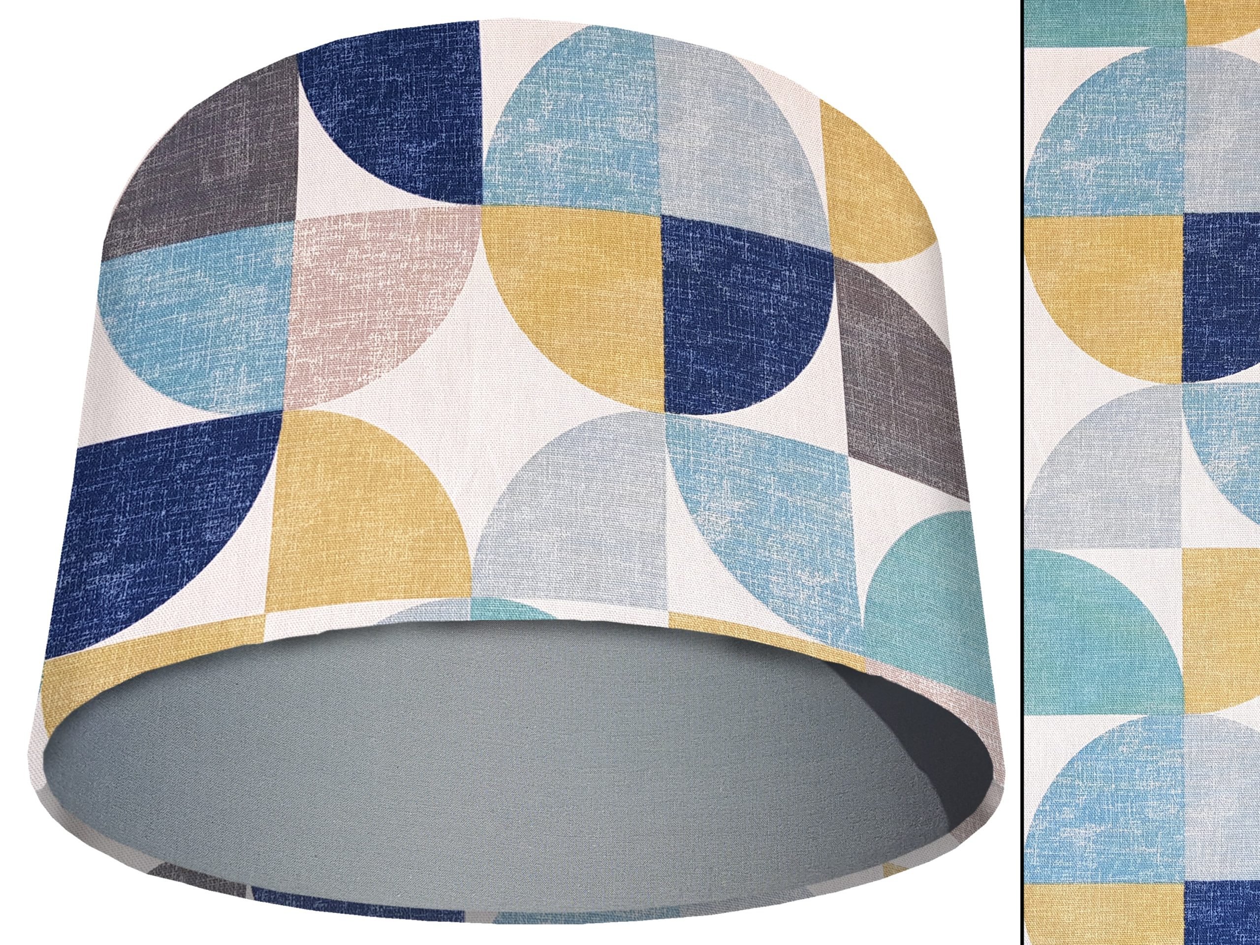 Spiral Capri Blue Light Shade Light Grey, Geometric Lampshade
