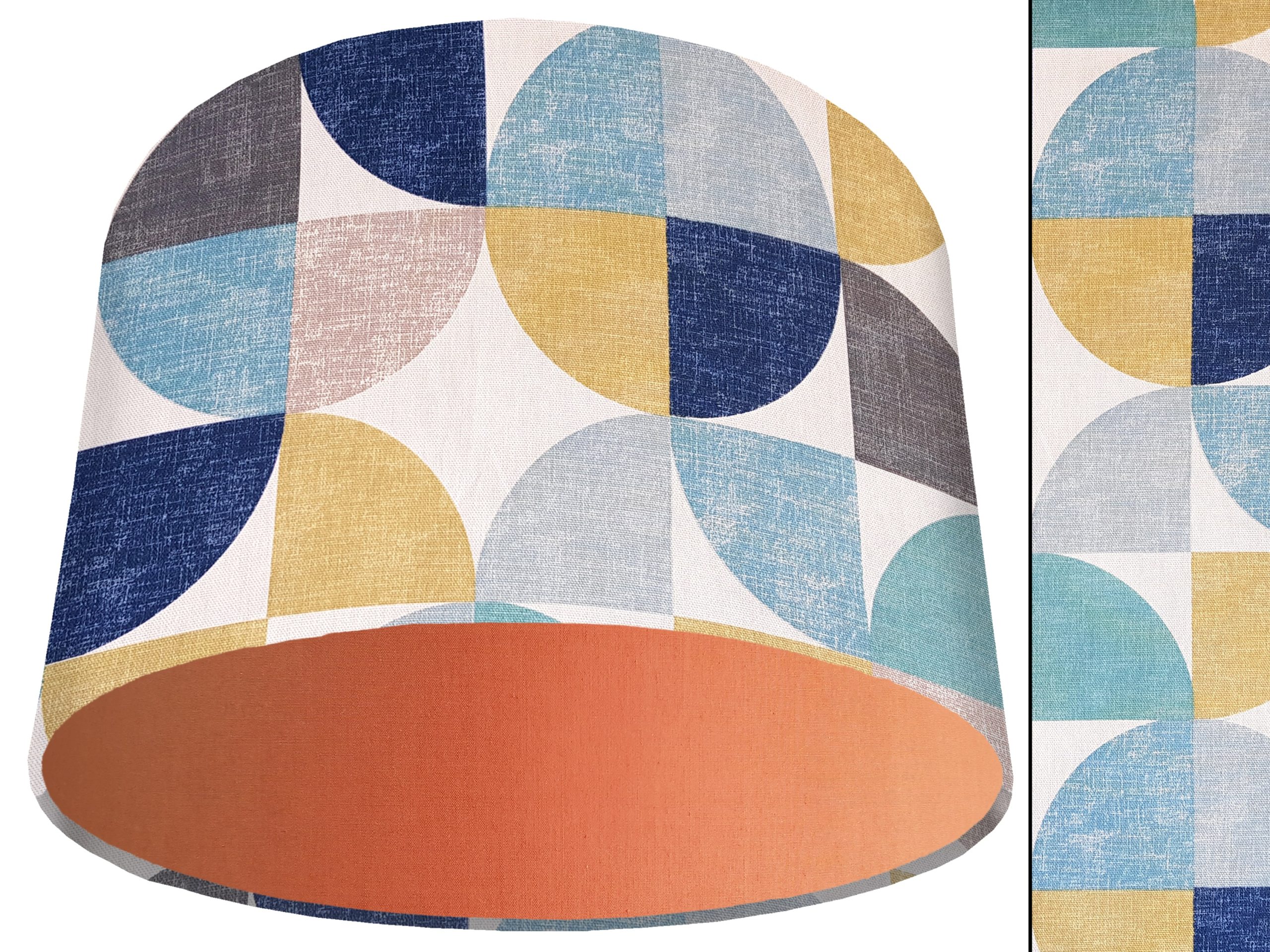 Spiral Capri Blue Light Shade Orange, Geometric Lampshade