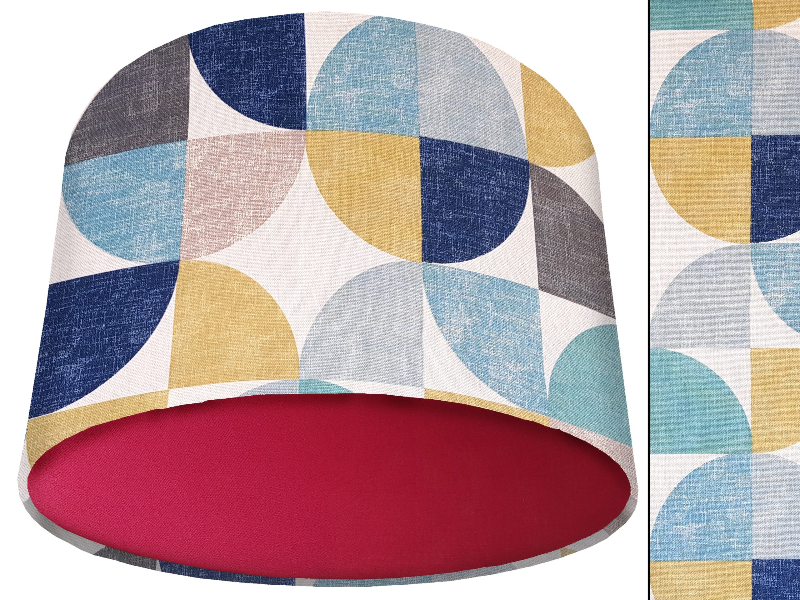 Spiral Capri Blue Light Shade Red, Geometric Lampshade