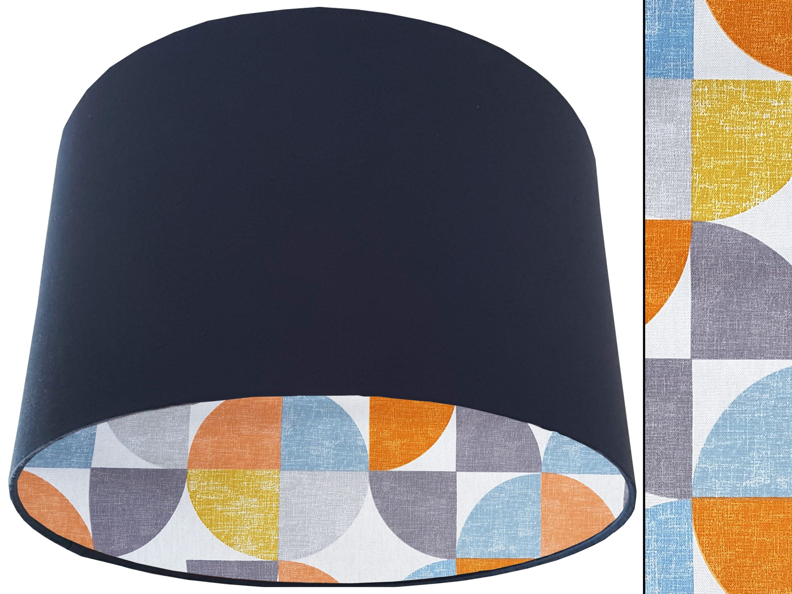 Spiral Capri Orange Lampshade Blue, Retro Light Shade