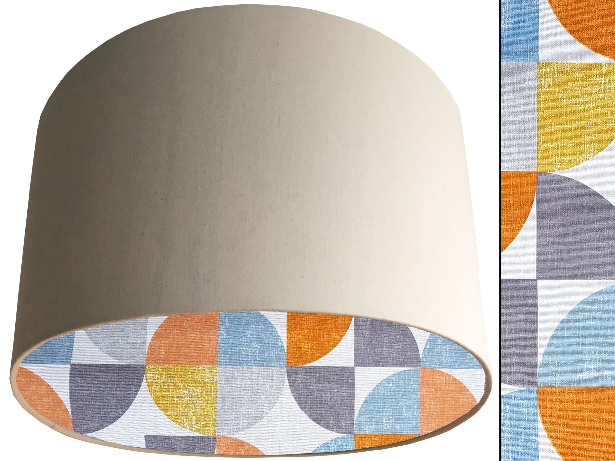 Spiral Capri Orange Lampshade Cream, Retro Light Shade