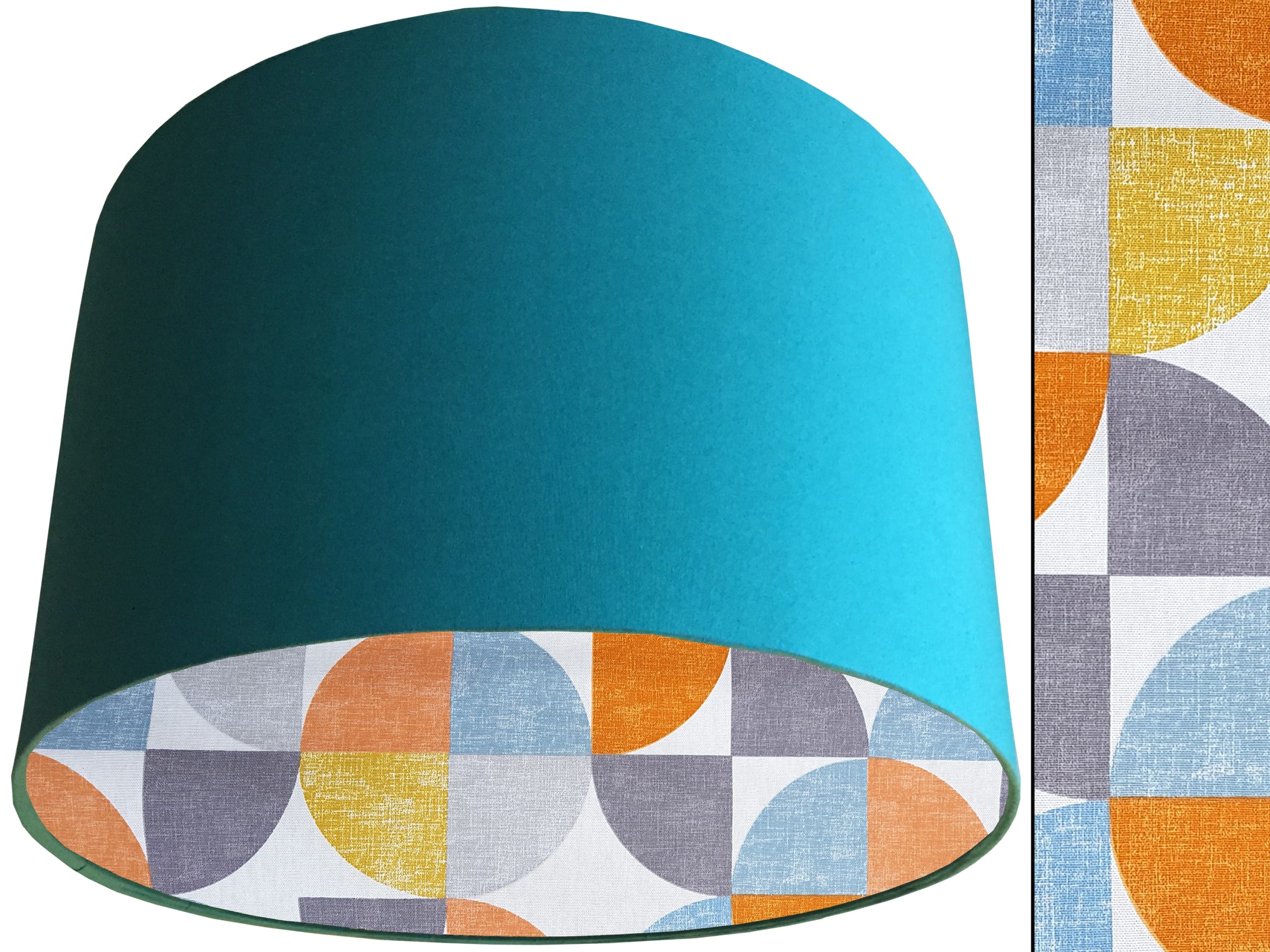Spiral Capri Orange Lampshade Teal, Retro Light Shade