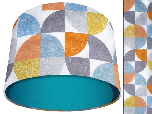 Spiral Capri Orange Light Shade Teal, Geometric Lamp