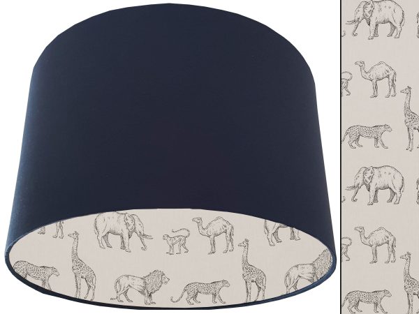 Savannah Animals Lampshade Blue, Inspired African Light