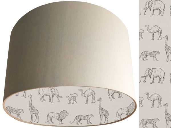 Savannah Animals Lampshade Cream, Inspired African Light
