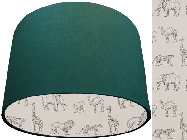 Savannah Animals Lampshade Green, Inspired African Light