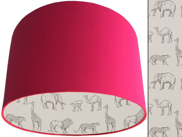 Savannah Animals Lampshade Pink, Inspired African Light