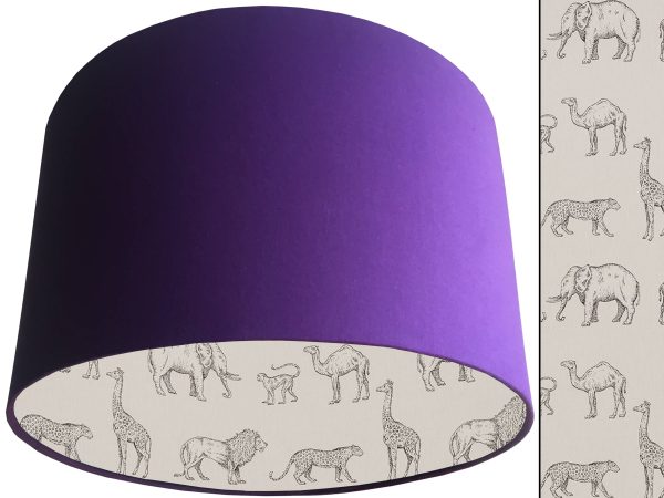 Savannah Animals Lampshade Purple, Inspired African Light
