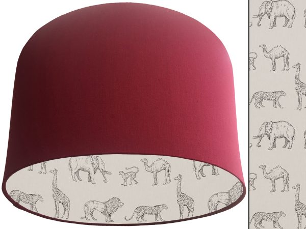 Savannah Animals Lampshade Red, Inspired African Light
