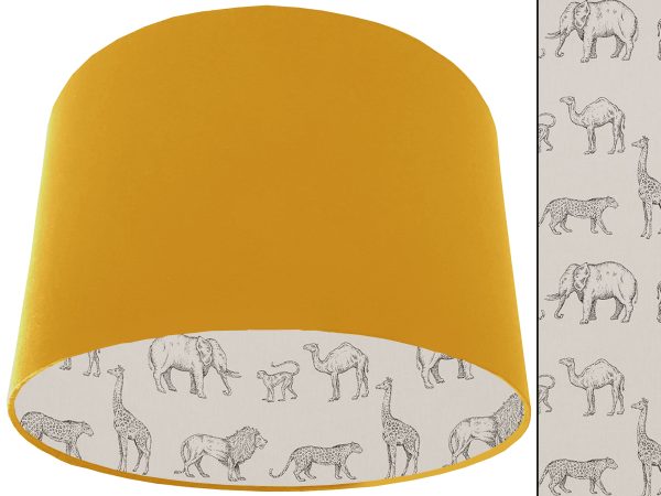 Savannah Animals Lampshade Yellow, Inspired African Light