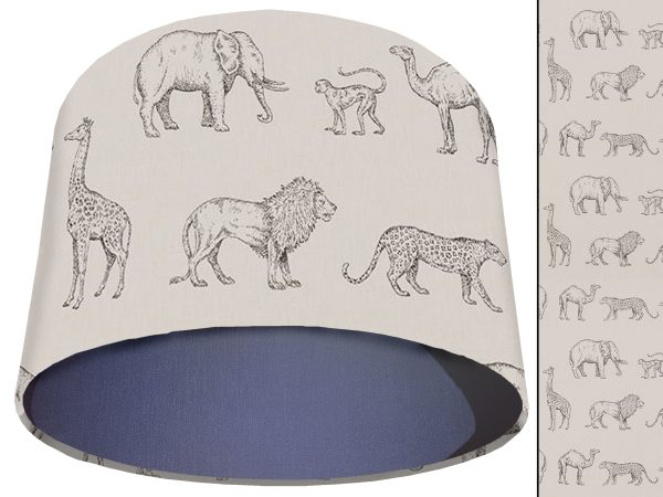 Savannah Animals Light Shade Blue, African Lampshade