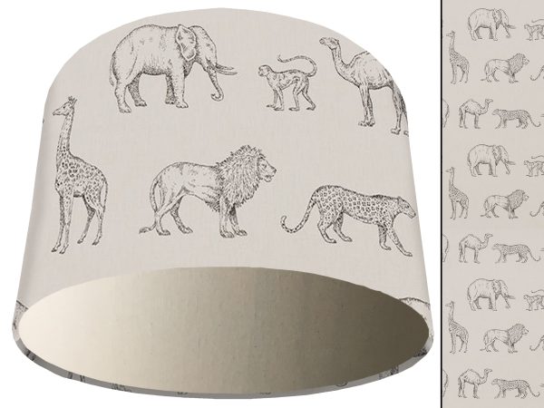 Savannah Animals Light Shade Cream, African Lampshade