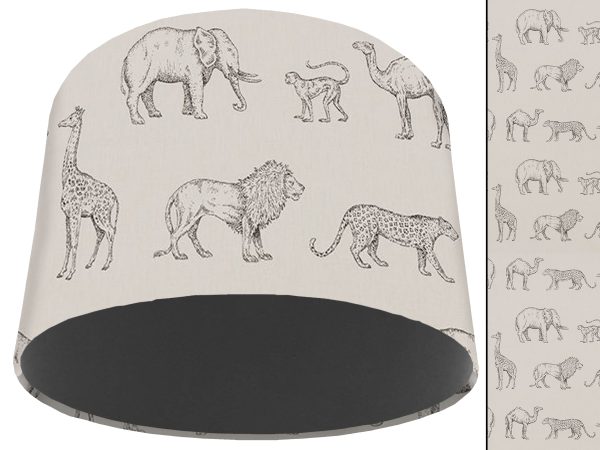 Savannah Animals Light Shade Dark Grey, African Lampshade
