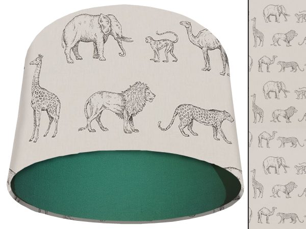 Savannah Animals Light Shade Green, African Lampshade