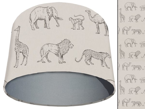 Savannah Animals Light Shade Light Grey, African Lampshade