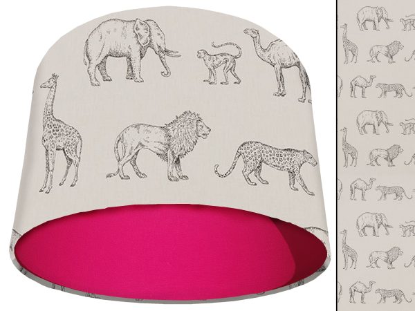 Savannah Animals Light Shade Pink, African Lampshade