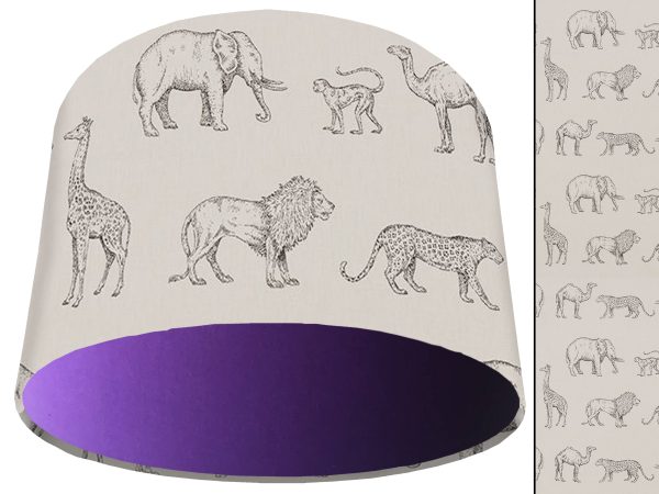 Savannah Animals Light Shade Purple, African Lampshade