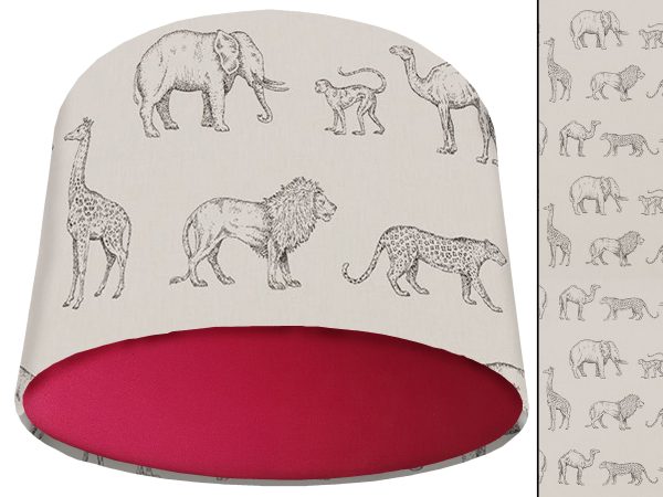 Savannah Animals Light Shade Red, African Lampshade