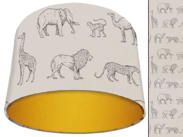 Savannah Animals Light Shade Yellow, African Lampshade